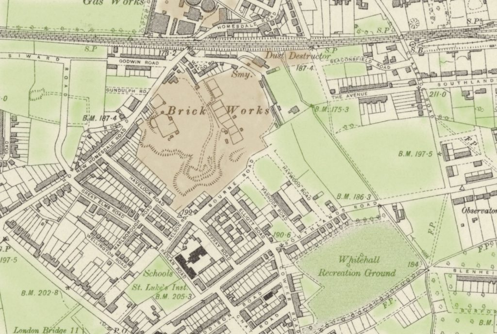 1903 Map Brickfield N Shooters Common Kent XVI NW Crop Green Tint 1024x688 